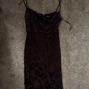 Taylor Black and Purple Floral Midi Dress